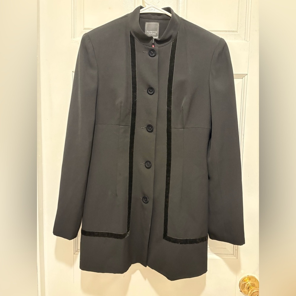 Nanette Lepore Black Blazer with Velvet Trim